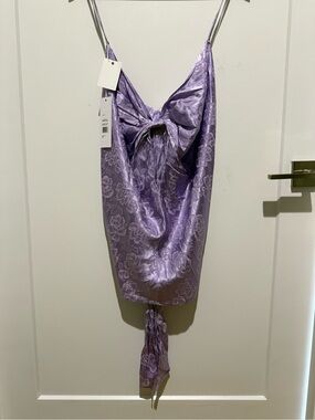 Ronny Kobo Lilac Satin Set with Floral Jacquard - XS